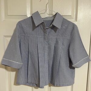 MOTF Blue Striped Women's Button Down Shirt